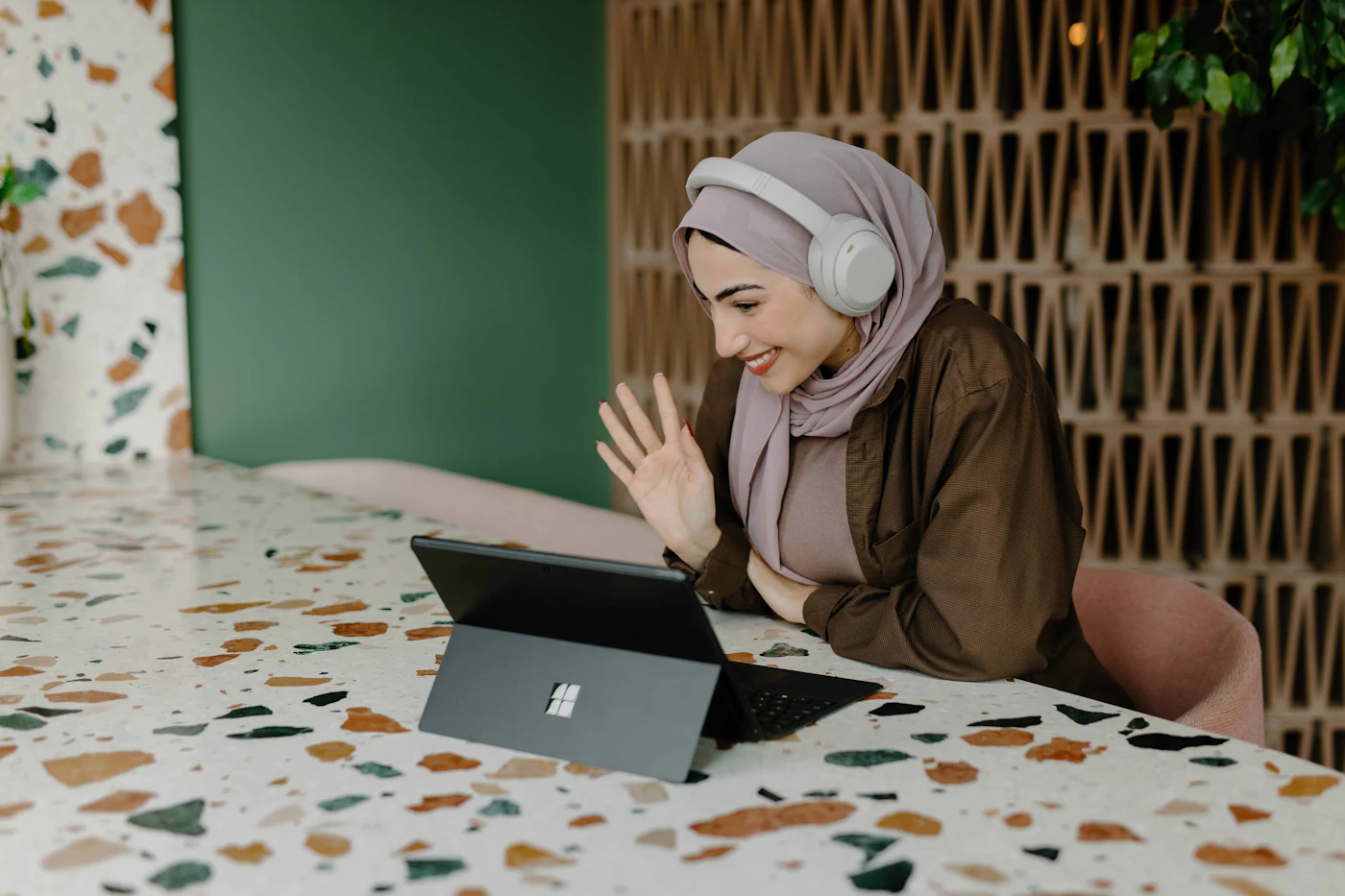 A business owner using a laptop